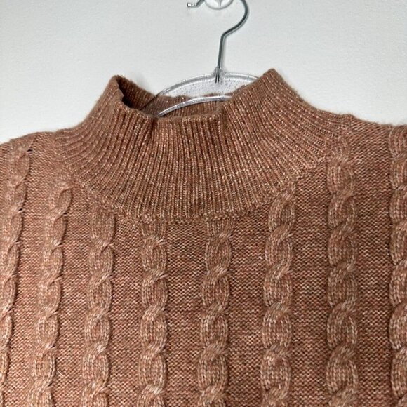 Cupcakes and Cashmere Cable Knit Sweater Vest Size S Mock Neck Brown - Picture 2 of 8